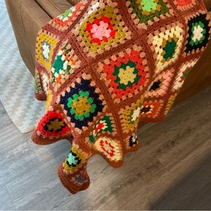 Vintage Multicolor Crochet Throw Blanket